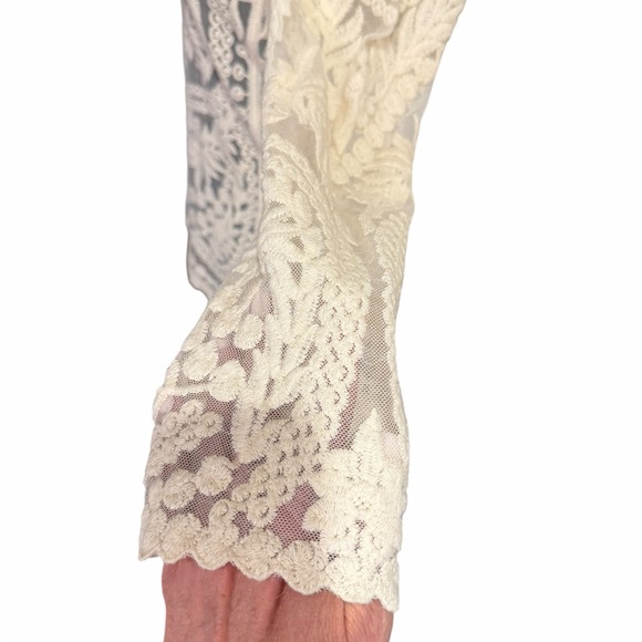 Romantic Crochet Lace Sheer Women's Top Size S Cottagecore Feminine - Picture 5 of 6